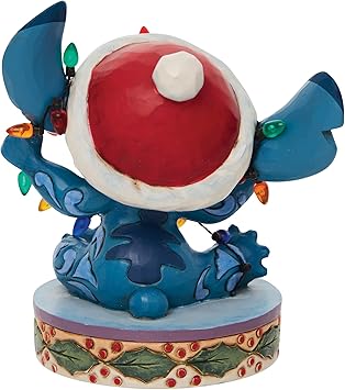 酷牌库|商品详情-Enesco进口代理批发 Enesco Jim Shore 迪士尼传统 Lilo 和 Stitch 包裹圣诞雕像，4.5 英寸，多色