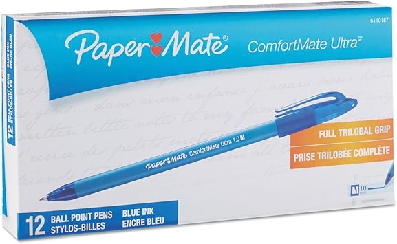 酷牌库|商品详情-Paper Mate进口代理批发 Paper Mate 6110187 ComfortMate 圆珠笔，蓝色墨水，中号，多支