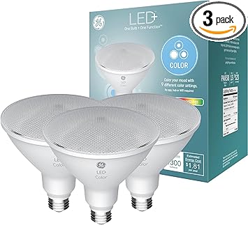 酷牌库|商品详情-GE进口代理批发 GE LED+ 变色 PAR38 户外 LED 灯泡带遥控，15 瓦，户外额定泛光灯（3 件装）