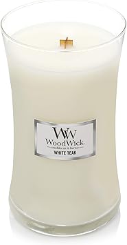 酷牌库|商品详情-WoodWick进口代理批发 WoodWick Hourglass 大号香薰蜡烛，带裂纹灯芯，长达 130 小时，蜡，白色（白柚木）