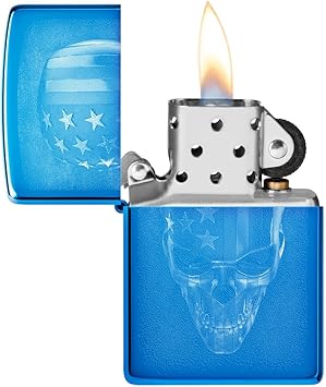 酷牌库|商品详情-Zippo进口代理批发 Zippo 美国骷髅设计高抛光蓝色袖珍打火机