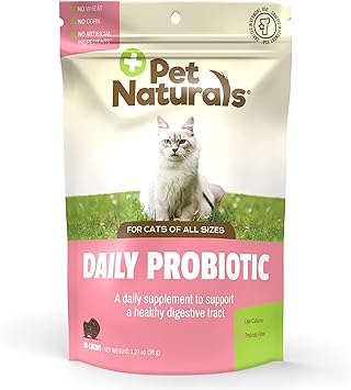 Pet Naturals进口代理批发 Pet Naturals 猫每日益生菌，30 粒咀嚼片 - 猫消化和免疫支持补充剂