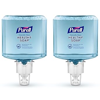 Purell进口代理批发 PURELL 品牌清洁释放技术 (CRT) 健康肥皂天然清洁泡沫，精油芳香，1200 毫升补充装，适用于 PURELL ES4 手动皂液器（2 件装）- 5071-02