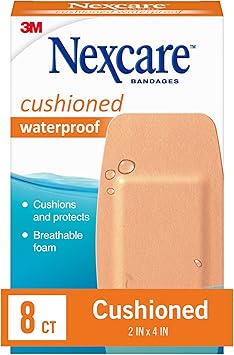 Nexcare进口代理批发 Nexcare 防水胶带、绷带和缓冲绷带套装 - 1 卷 5 码胶带，8 片 2x4 英寸膝盖和肘部绷带