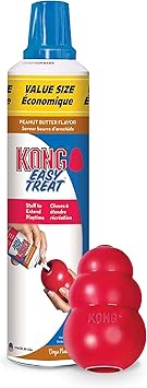 KONG进口代理批发 KONG 经典填充狗玩具 Easy Treat 花生酱喷雾 - 狗狗抓取和咀嚼玩具 - 带狗玩具填充物 - 带来数小时的乐趣和丰富 - 14 盎司 - 小号