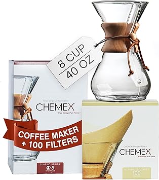 Chemex进口代理批发 CHEMEX 套装 - 8 杯经典系列 - 100 克拉方形过滤器 - 独家包装