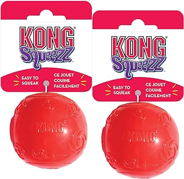 KONG进口代理批发 KONG Squeezz 球狗玩具，中号，2 件装，颜色多样