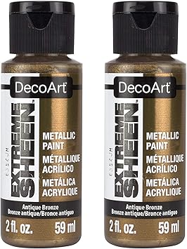 DecoArt进口代理批发 DecoArt 2 盎司，古铜色极致光泽涂料，2 盎司，金属色（两件装）