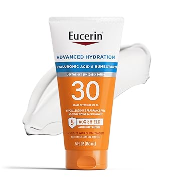 Eucerin进口代理批发 Eucerin Sun Advanced Hydration SPF 30 防晒乳液，5 液体盎司管