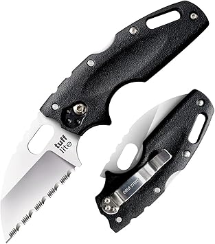 Cold Steel进口代理批发 Cold Steel Tuff Lite 2.5 英寸 AUS8A 羊脚锋利锯齿刀片 3.5 英寸 Griv-Ex 手柄日常携带口袋折叠刀带 Tri-Ad 锁