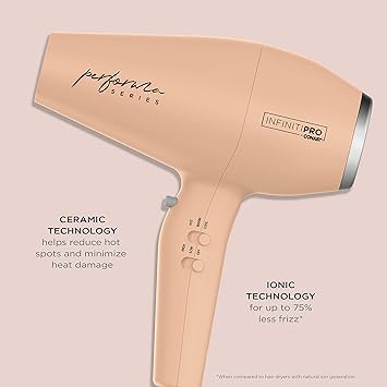 酷牌库|商品详情-CONAIR进口代理批发 Conair Infiniti Pro 吹风机，带扩散器和 3 个其他附件 | Performa 系列吹风机 |配备专业性能电机的吹风机 |腮红粉色