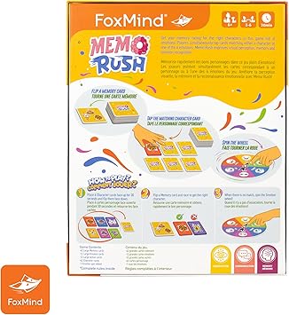 酷牌库|商品详情-FoxMind进口代理批发 Memo Rush - FoxMind Games，情感配对记忆游戏，儿童和家庭游戏之夜，2-6 名玩家，20 分钟，适合 6 岁以上儿童