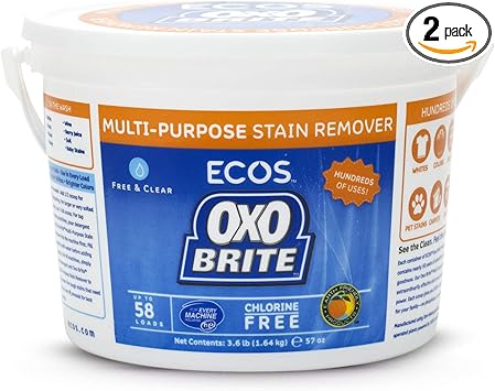 ECOS进口代理批发 地球友好型产品 ECOS Oxo-Brite，颜色安全的增白剂和增白剂，57.6 盎司，3.6 磅（2 件装）