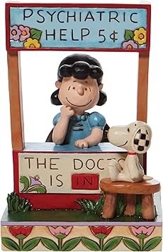 Enesco进口代理批发 Enesco Peanuts by Jim Shore Lucy 精神病学帮助医生在展位雕像，6 英寸，多色