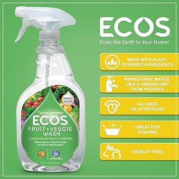 酷牌库|商品详情-ECOS进口代理批发 ECOS 无毒水果 + 蔬菜清洗剂：22 盎司喷雾瓶，Earth Friendship Products 出品（2 件装）