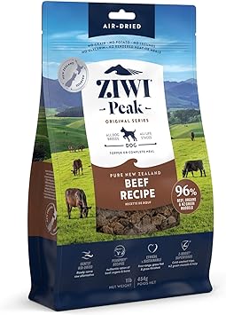 ZIWI进口代理批发 ZIWI Peak 风干狗粮 全天然、高蛋白、无谷物、超级食品成分有限（牛肉，1.0 磅）