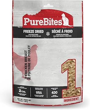 PureBites进口代理批发 PureBites 鸡肉冻干猫零食，1 种成分，美国制造，5.5 盎司