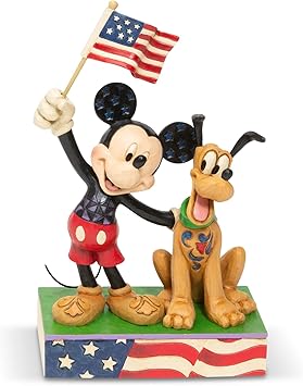 Enesco进口代理批发 Enesco Disney Traditions by Jim Shore 米老鼠和冥王星爱国雕像，7 英寸，多色