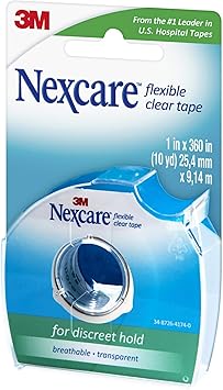 酷牌库|商品详情-Nexcare进口代理批发 Nexcare 柔性透明胶带，防水透明医用胶带，固定敷料和导管 - 1 英寸 x 10 码，1 卷胶带