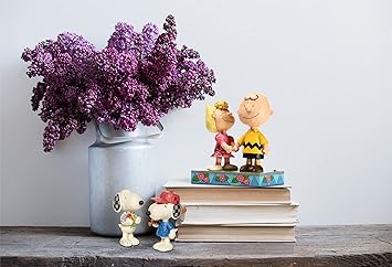 酷牌库|商品详情-Enesco进口代理批发 Jim Shore 史努比的 Enesco 花生拿着春天的花朵微型雕像，3 英寸，多色白色