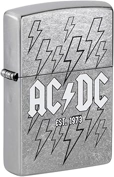 Zippo进口代理批发 Zippo 男女通用成人音乐打火机，街头镀铬 AC/DC 1973 年