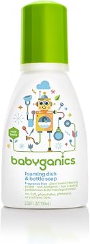 Babyganics进口代理批发 BabyGanics 泡沫洗碗皂和瓶装肥皂，无香料，3.38 盎司