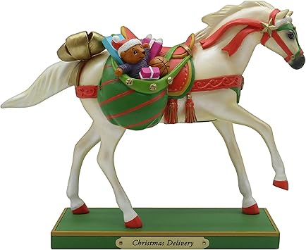 Enesco进口代理批发 Enesco Trail of Painted Poony 圣诞送货雕像，7.75 英寸，多色