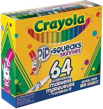 酷牌库|商品详情-Crayola进口代理批发 Crayola Pip-Squeaks Skinnies 可水洗记号笔（64 克拉），儿童迷你记号笔，着色记号笔，工艺用品，儿童节日礼物，3+