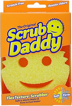 Scrub Daddy进口代理批发 原创磨砂膏 Daddy - FlexTexture 海绵，温水中柔软，冷水中坚硬，深层清洁，可用洗碗机清洗，多用途，防刮擦，防臭，功能性，符合人体工程学 - 1 克拉