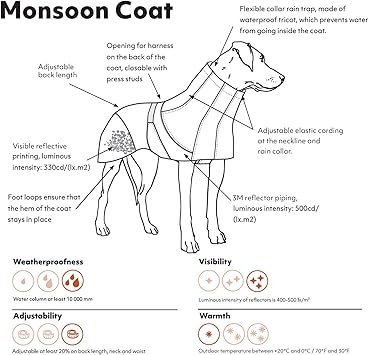 酷牌库|商品详情-Hurtta进口代理批发 Hurtta Monsoon Coat，狗雨衣，沙棘，22 英寸