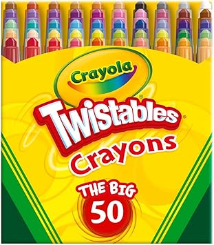 Crayola进口代理批发 Crayola 迷你可扭蜡笔（50 克拉）、儿童蜡笔、艺术和工艺品用品、幼儿涂色书蜡笔、圣诞袜填充物