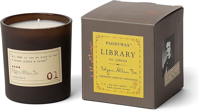 酷牌库|商品详情-Paddywax进口代理批发 Paddywax 蜡烛图书馆收藏 Edgar Allan Poe 大豆蜡蜡烛，6.5 盎司（小豆蔻、苦艾酒、檀香）