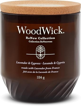 WoodWick进口代理批发 WoodWick Renew 香薰蜡烛，带裂纹灯芯 | | Powered by LOFTER薰衣草和丝柏中号蜡烛 |植物性大豆椰子蜡混合物 |采用再生材料制成|送给女士的完美礼物