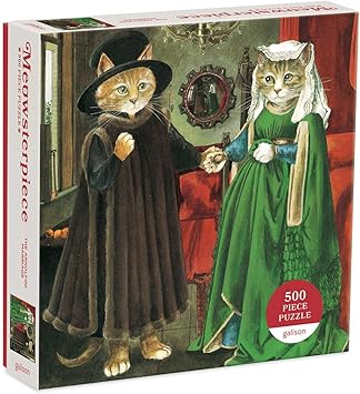 Galison进口代理批发 Galison 西方艺术的 Arnolfini Marriage Meowsterpiece 500 块拼图来自 Galison - 精美插图模仿范艾克的标志性作品，20 英寸 x 20 英寸，独特的礼物创意