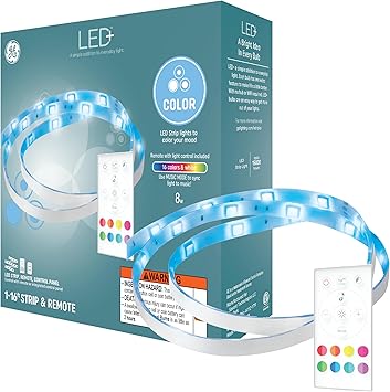 酷牌库|商品详情-GE进口代理批发 GE LED+ 变色 LED 灯条，8W，带遥控器的音乐同步灯条，16 英尺