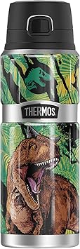 THERMOS进口代理批发 侏罗纪世界霓虹丛林食肉牛龙 THERMOS STAINLESS KING 不锈钢饮料瓶，真空绝缘和双层，24 盎司