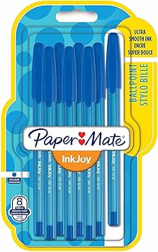 Paper Mate进口代理批发 Premier 文具 Papermate Inkjoy 圆珠笔。蓝色的。 8 件装。