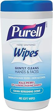 Purell进口代理批发 Purell 洗手湿巾，洁净清新香味，（40 片/罐，6 片/箱），1 箱