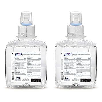 Purell进口代理批发 PURELL 高级洗手液绿色认证泡沫，无香料，1200 毫升补充装，适用于 PURELL CS6 自动洗手液分配器（2 件装）- 6551-02