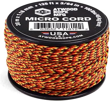 Atwood Rope进口代理批发 Atwood Rope MFG 微型实用线 1.18 毫米 X 125 英尺可重复使用线轴 |战术尼龙/聚酯渔具、珠宝制作、野营配件