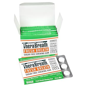 TheraBreath进口代理批发 TheraBreath 清新口气口香糖，含锌，柑橘薄荷味，10 片（6 片装）