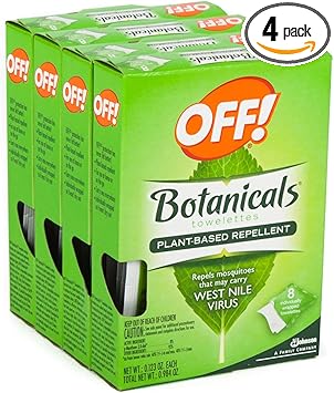 OFF!进口代理批发 Off Botanicals 毛巾湿巾天然昆虫蚊子西尼罗河驱虫剂（32 片）