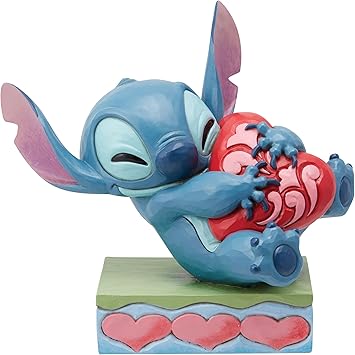 Enesco进口代理批发 Enesco Disney Traditions by Jim Shore Lilo and Stitch 拥抱心形雕像，5 英寸，多色