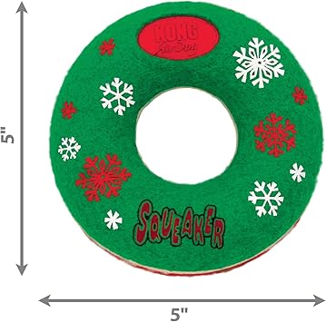 酷牌库|商品详情-KONG进口代理批发 KONG Holiday AirDog Squeaker Donut 狗玩具，中号，绿色