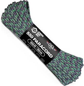 Atwood Rope进口代理批发 Atwood Rope MFG 550 伞绳 100 英尺 7 股芯尼龙降落伞绳户外救生装备美国制造 |挂绳、手链、手柄包、钥匙扣（鲭鱼）