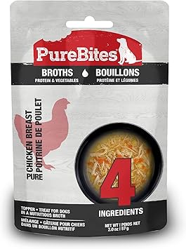 PureBites进口代理批发 PureBites 狗用鸡汤，仅 4 种成分，18 包