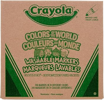 Crayola进口代理批发 Crayola Colors Of The World 经典套装（240 克拉），散装肤色可水洗记号笔，教师学校用品，个人记号笔盒