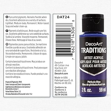 酷牌库|商品详情-DecoArt进口代理批发 DecoArt Traditions 帆布艺术涂料，酞菁蓝，2 液量盎司，1 瓶