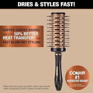 酷牌库|商品详情-CONAIR进口代理批发 Conair 通风铜系列圆形刷，用于吹干和造型 - 快速吹干刷