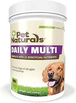 Pet Naturals进口代理批发 Pet Naturals 狗用每日复合维生素，素食味，150 粒咀嚼片 - 含有氨基酸和抗氧化剂的美味咀嚼片 - 支持能量、代谢功能和宠物健康